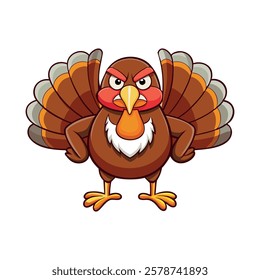 Angry Red-Faced Cartoon Turkey Character – Thanksgiving Graphics and Designs