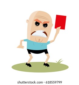 angry referee showing red card