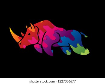 Angry Rhino attack graphic vector.