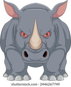 Angry rhino cartoon isolated on white background