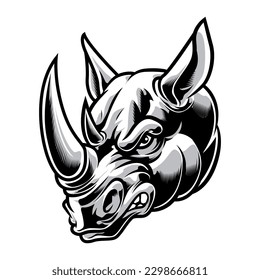 Angry Rhino Head Mascot Illustration