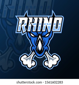 Angry Rhino indonesian animal mascot gaming logo design vector template