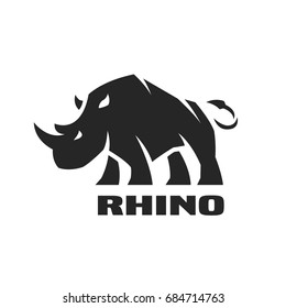 Angry Rhino. Monochrome Logo.