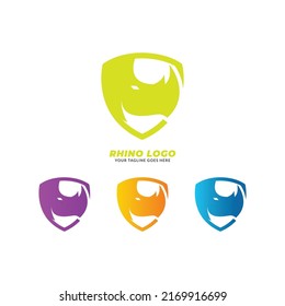 Angry rhino. Monochrome logo icon vector template.