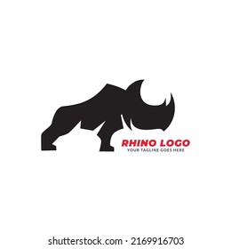 Angry rhino. Monochrome logo icon vector template.