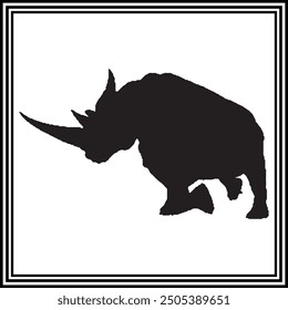 Angry Rhino silhouette illustration, wildlife animal.