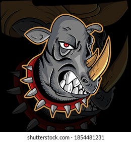 angry rhinoceros head logo vector