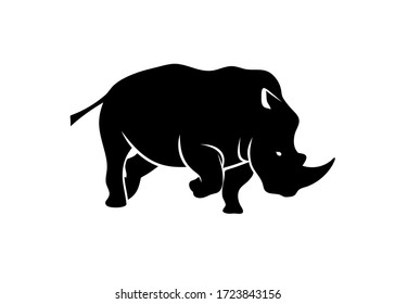 angry Rhinoceros monochrome color vector template