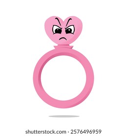 angry ring of love mascot illustration for design. cute and playful concept. sweethearts, romantic, couples, partner, young, and connected themes