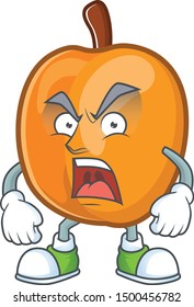 Angry ripe apricot character mascot of cartoon