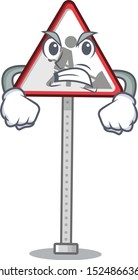 Angry road work sign isolated the cartoon