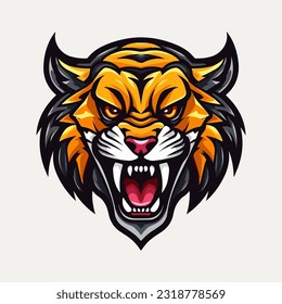 Angry roar howling tiger hand drawn logo illustration capturing strength and beauty. Perfect for bold and fierce brand identities