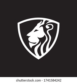 Angry, Roar Lion Head, Black And White, Vector Logo Design, Illustration, Template and emblem