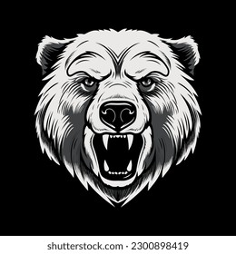Angry roaring bear head. Mascot, logo, T-shirt.