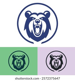 Angry Roaring Bear Head Minimalist Logo