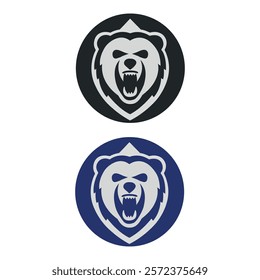 Angry Roaring Bear Head Minimalist Logo