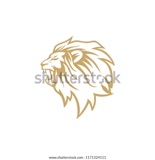 Angry Roaring Gold Lion Head Vector Stock Vector Royalty Free