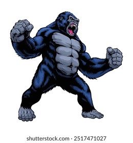 Angry Roaring Gorilla Hand Drawn Illustration