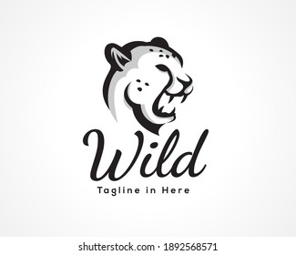 Angry roaring head wild cat, tiger, cheetah logo, symbol design inspiration
