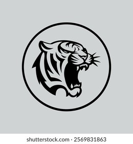 Angry Roaring Jaguar minimalist logo vector illustration