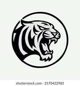 Angry Roaring Jaguar minimalist logo vector illustration