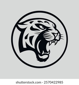 Angry Roaring Jaguar minimalist logo vector illustration