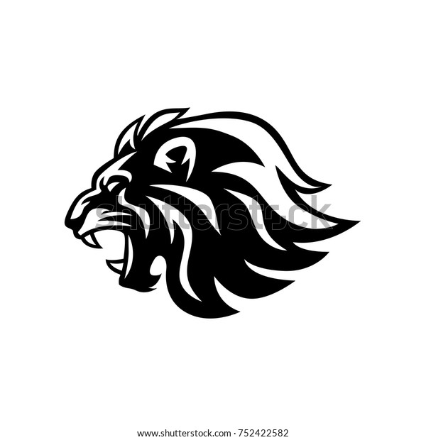 Angry Roaring Lion Head Black White Stock Vector Royalty Free 752422582