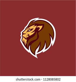 Angry Roaring Lion Head with Red Background Logo, Icon, SIgn, Illustration Vector Design