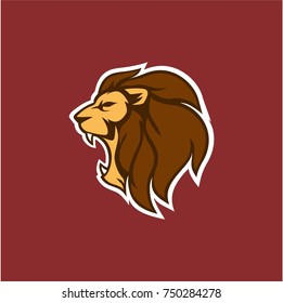 Angry Roaring Lion Head Vector Logo Design, Illustration, Template