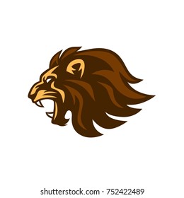 Angry Roaring Lion Head Vector Logo Design, Illustration, Template