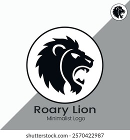 Angry Roaring Lion minimalist logo vector illustration