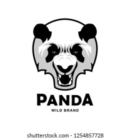 Angry Roaring Panda Head Vector Mascot Character