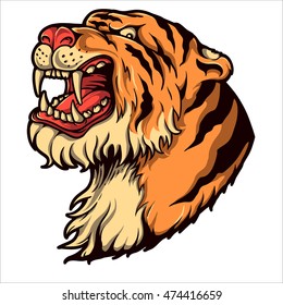 Angry roaring tiger