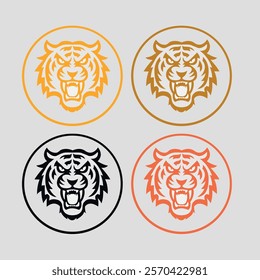 Angry Roaring Tiger minimalist logo vector illustration