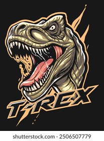 Angry Roaring T-Rex Illustration Logo