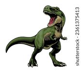 Angry Roaring T-Rex Illustration in Vintage Style