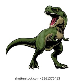 Angry Roaring T-Rex Illustration in Vintage Style