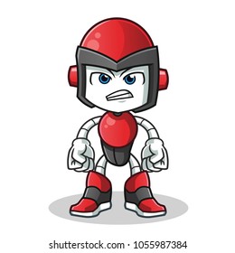 angry robot humanoid mascot vector cartoon illustration