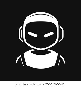 Angry robot icon. Black and white technology logo. Minimal vector logo design.