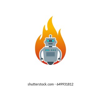 Angry Robot Icon Logo Design Element