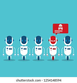 Angry robot. Modern Robot in flat style. Concept artificial Intelligence.
