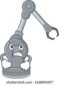 Angry robotic arm machine in the mascot