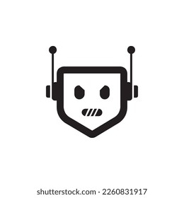 Angry robotic icon logo design vector