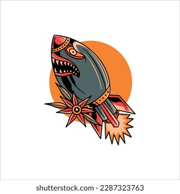 angry rocket tattoo vector design