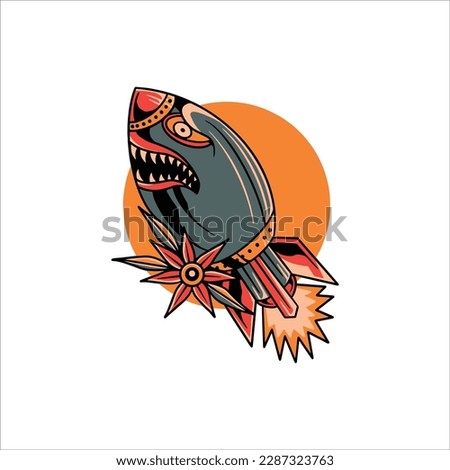 angry rocket tattoo vector design