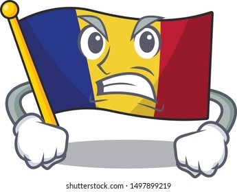 Angry romanian cartoon flag folded in drawer