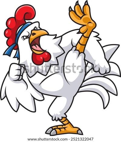 Angry rooster fighter character mascot design of illustration