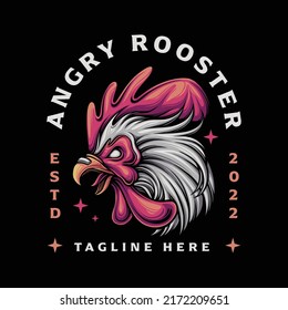Angry Rooster Hand Drawn Vector Illustration 