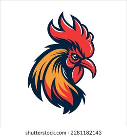 angry rooster head illustration on white background