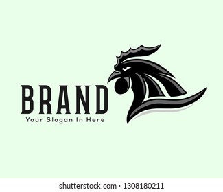 angry rooster head logo design inspiration vector